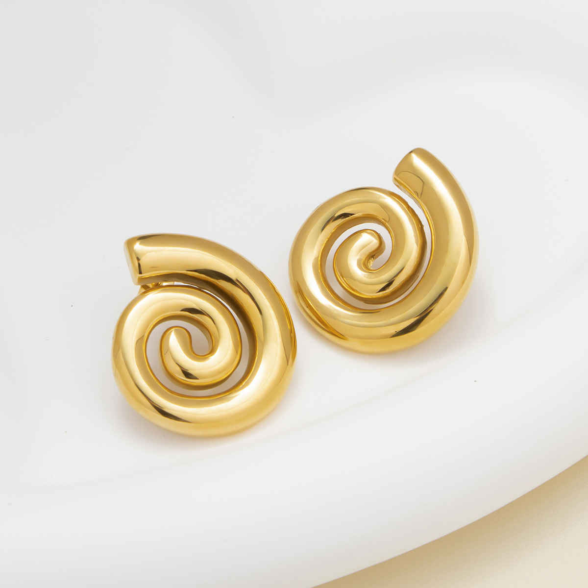 LabelShe Gold Plated Stainless Steel Spiral Chunky Earrings | LS-ERG-57083