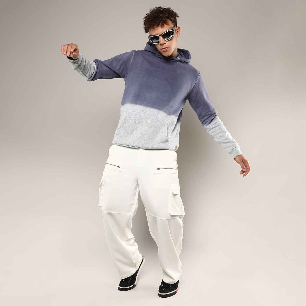 Campus Sutra Men's Hooded Sweatshirt | Blue - M