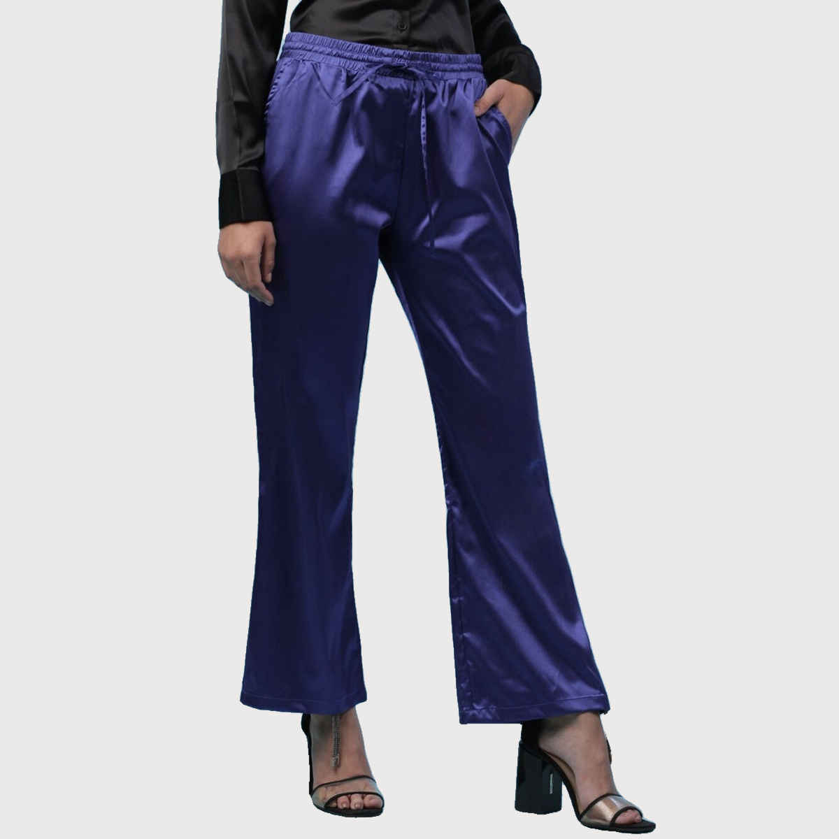 Freehand Women's Casual Flared Pants - Royal Blue | Solid | Regular Fit | 34