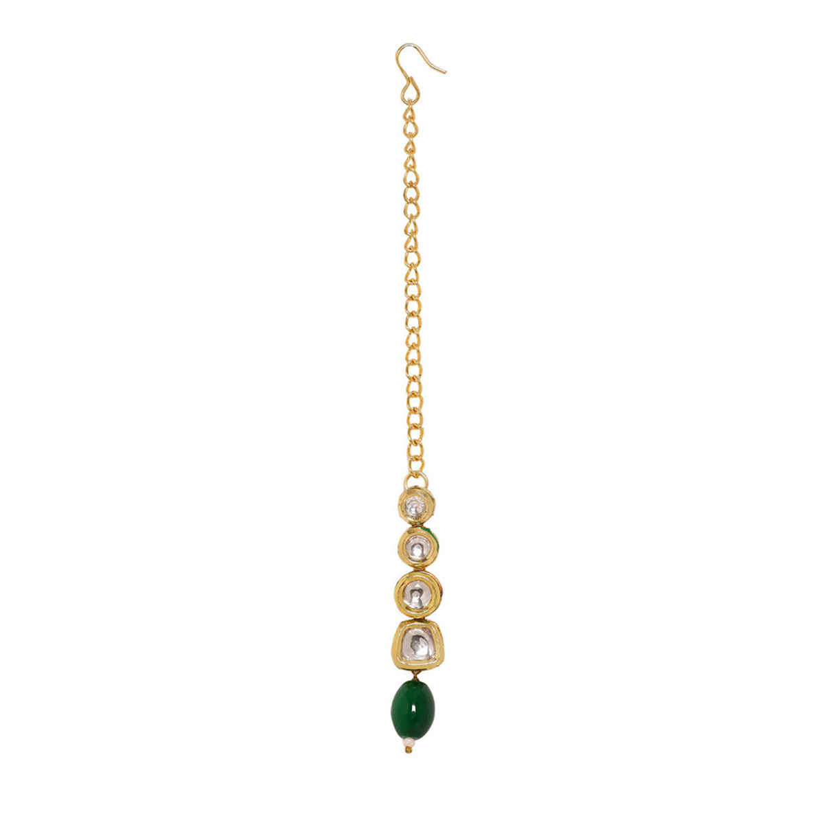 Priyaasi A Symphony Kundan Maangtika With Gold Plated And Green Bead