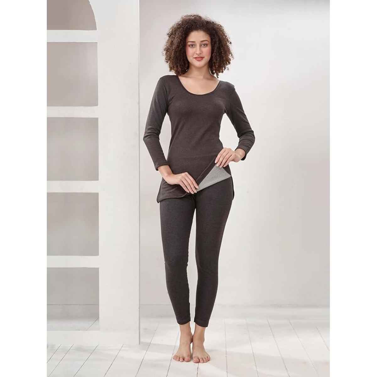 Lux Inferno Premium Thermal Top And Bottom Set For Women - Black - 90 | Size - L