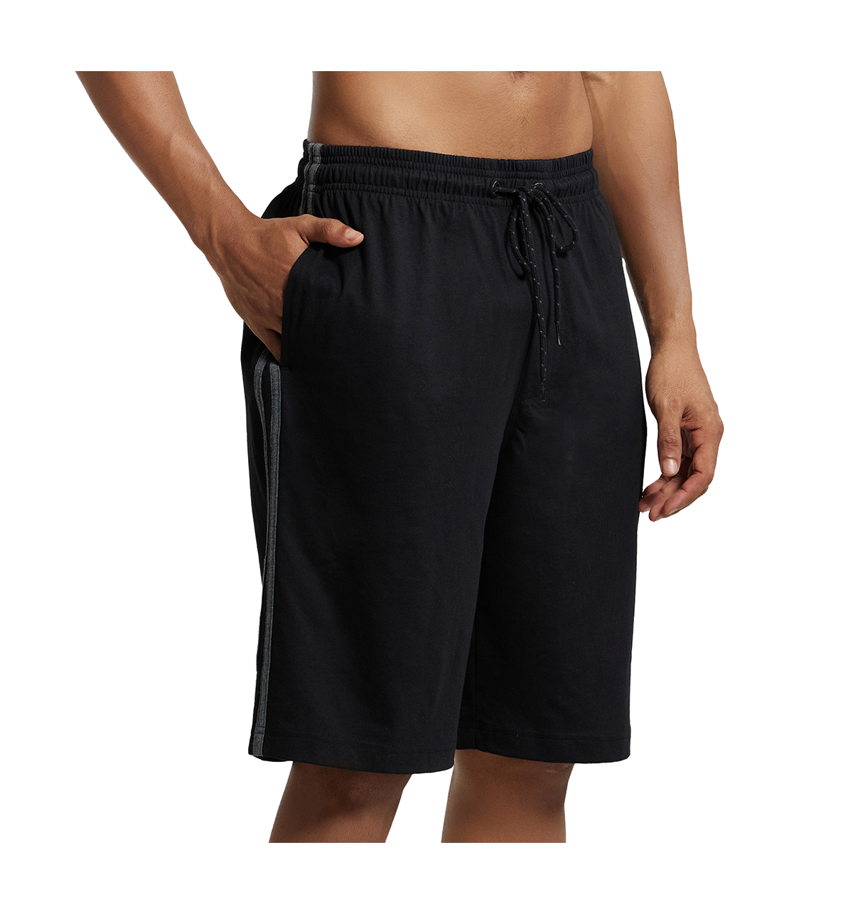 Jockey 9426 Men's Super Combed Cotton Rich Regular Fit Solid Shorts|Pockets | Black-L