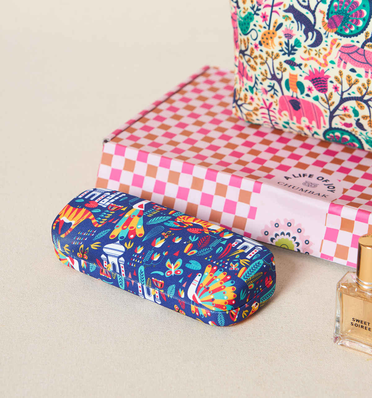 Chumbak Everyday Charm Set of 3 - Mother's Day Gift (Pouch,Perfume,Eyewear Case) with Gift Box