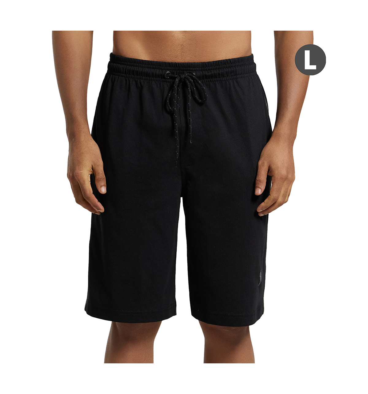 Jockey 9426 Men's Super Combed Cotton Rich Regular Fit Solid Shorts|Pockets | Black-L
