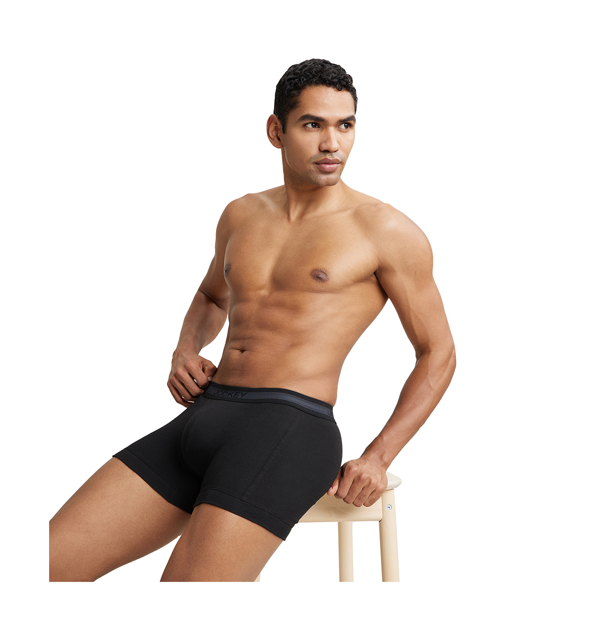Jockey 1015 Men's Super Combed Cotton Rib Underwear Solid Trunk|Stay Fresh Properties | Black-M