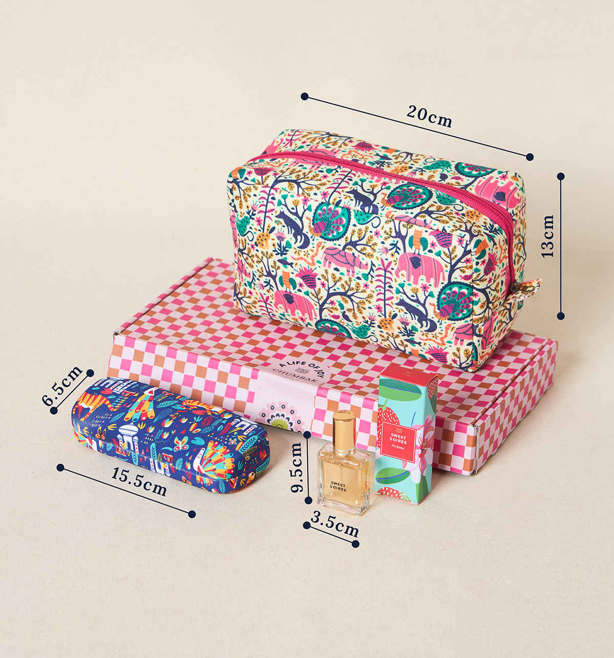 Chumbak Everyday Charm Set of 3 - Mother's Day Gift (Pouch,Perfume,Eyewear Case) with Gift Box
