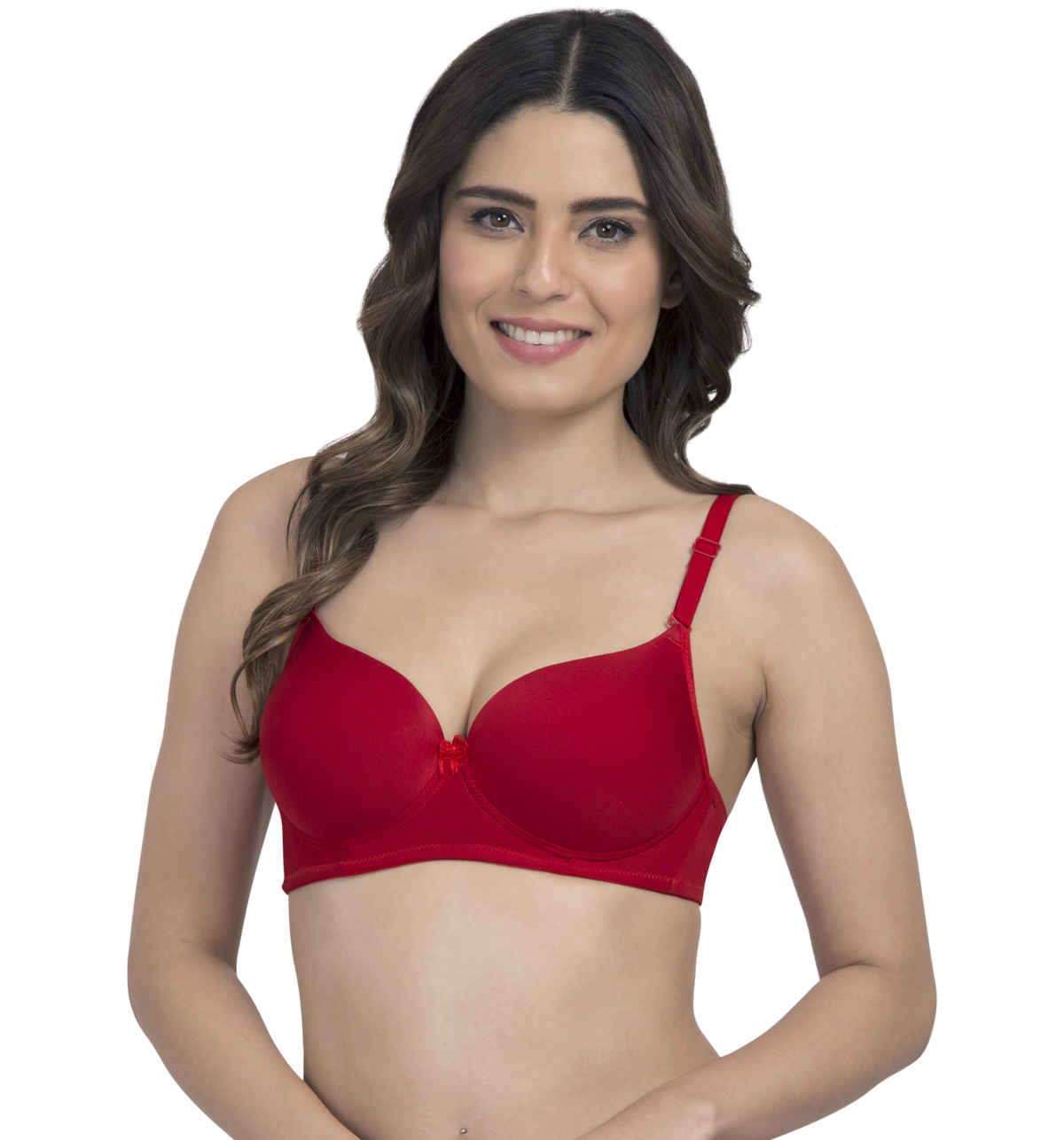 Tweens Heavily Padded 3/4th Coverage Semi Push-Up Seamless T-Shirt Bra | Red-36C
