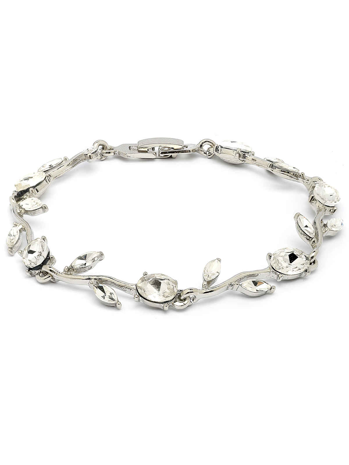 Scintillare By Sukkhi Creative Rhodium Plated Crystal Silver Bracelet Jewellery for Women