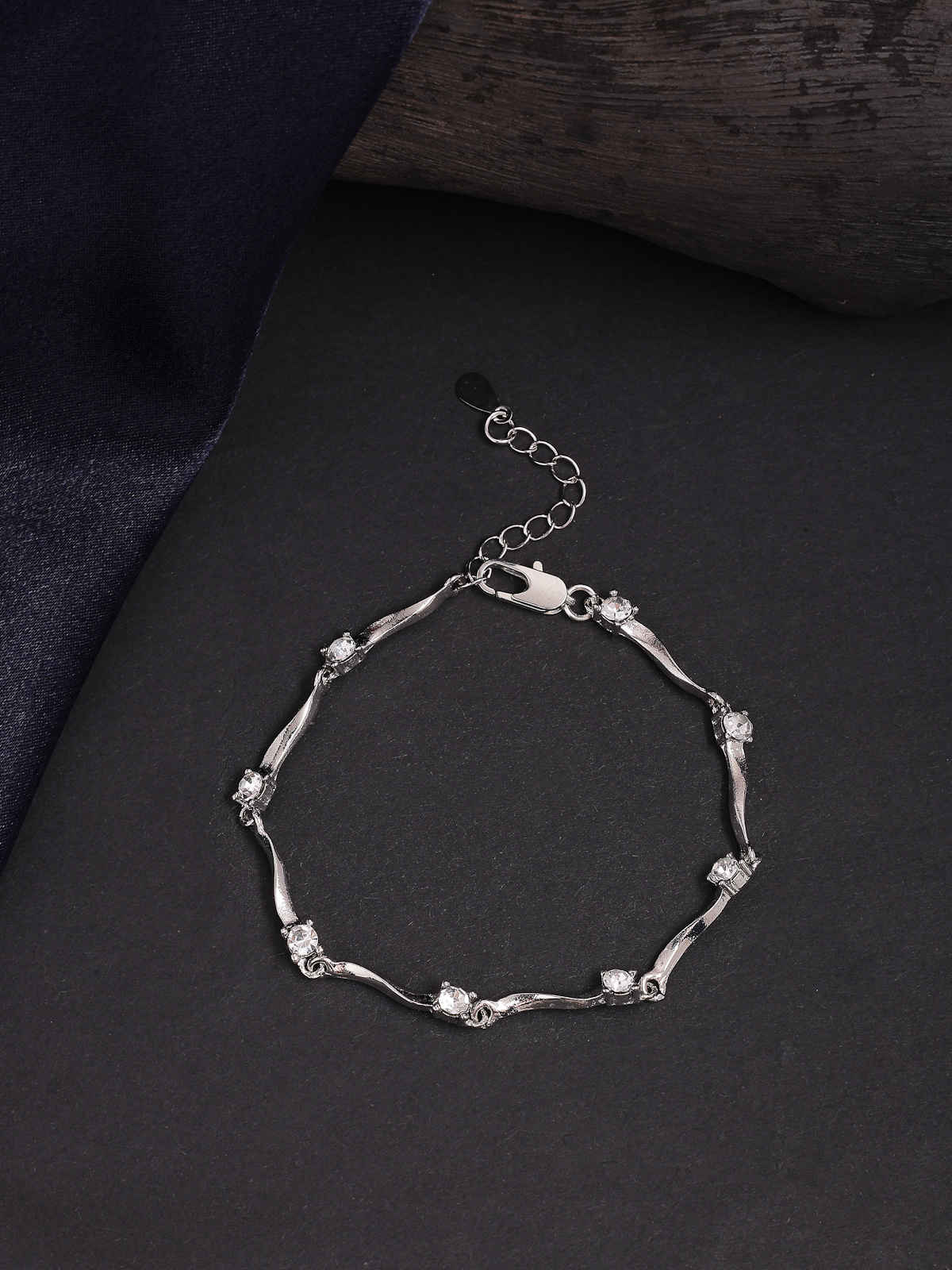 Scintillare By Sukkhi Rhodium Plated Sterling Silver Adjustable Bracelet Jewellery for Women