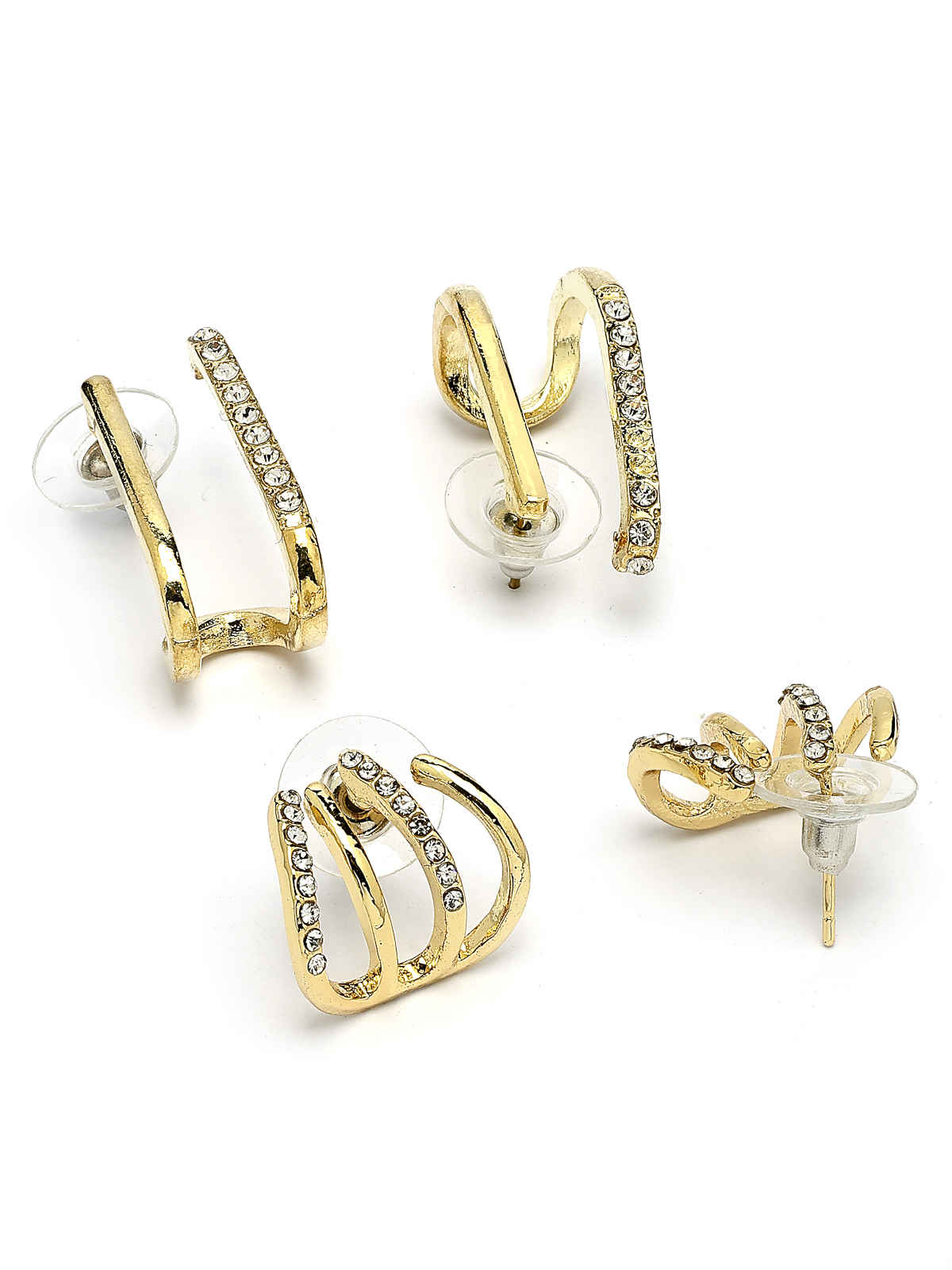 Scintillare By Sukkhi Gold Plated Crystal Diamond Ear Cuff Combo Earrings For Women | CBE107195