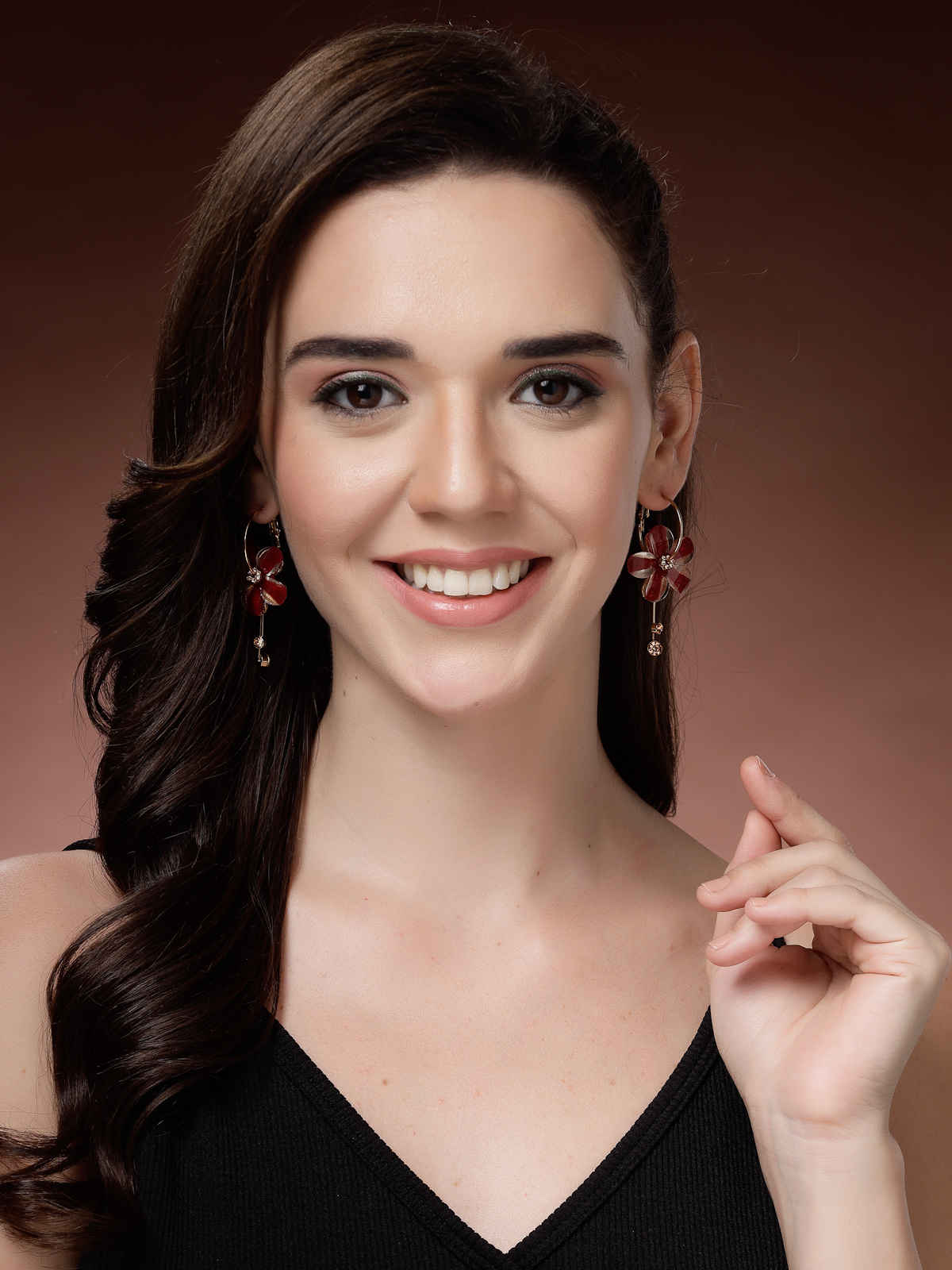 Scintillare By Sukkhi Golden Florally your Earring Crystal Dangle Drop Hoop Earrings For Women