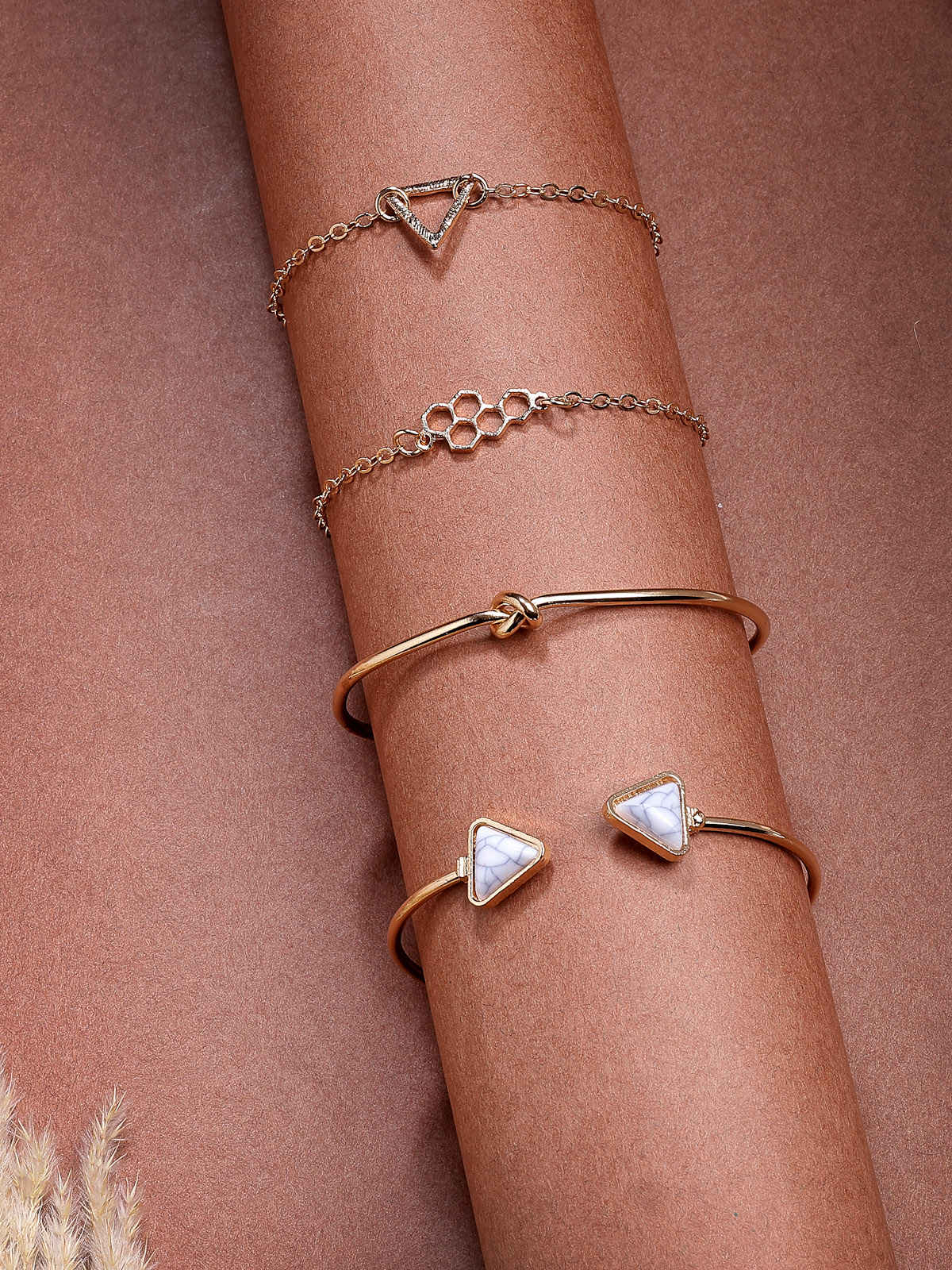 Scintillare By Sukkhi Gold Plated Multistyle Charm Kada Bracelet Combo Jewellery For Women