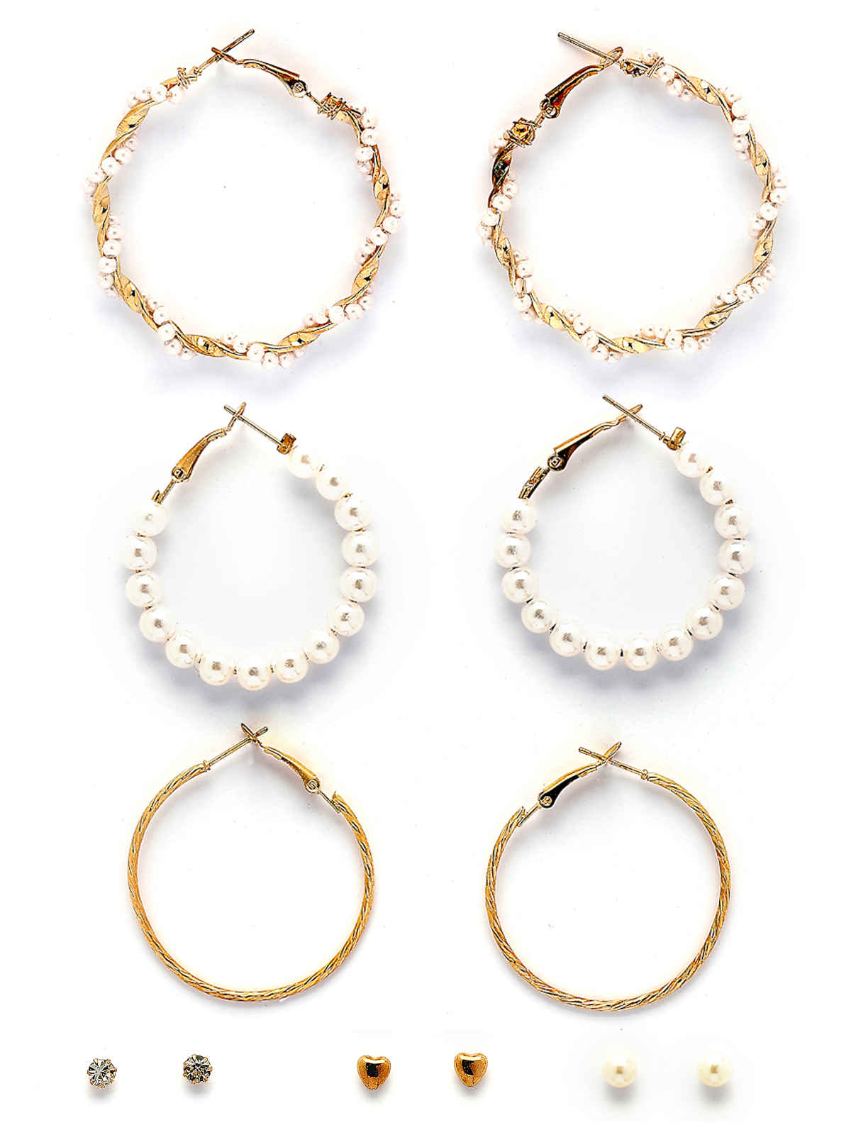 Scintillare By Sukkhi Western Stylish Gold Plated Studs & Hoop Style Combo Earrings For Women