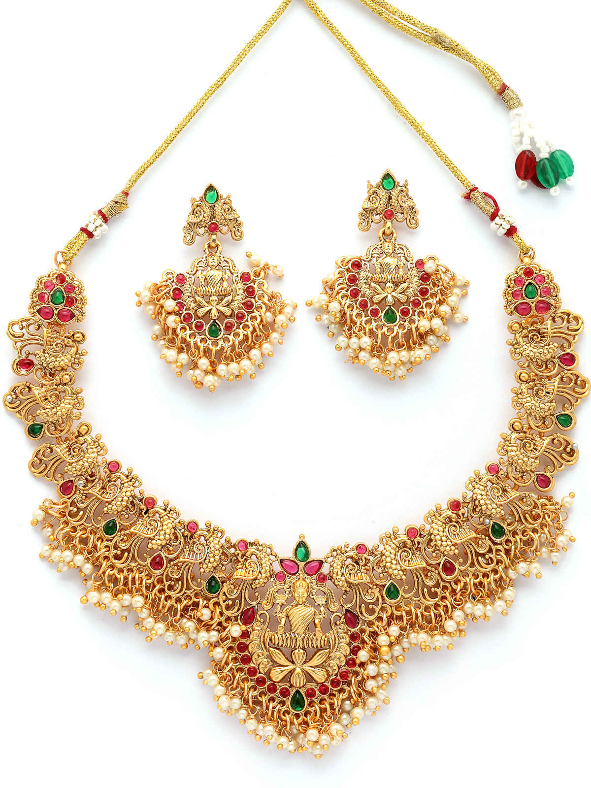 Sukkhi Stylish Peacock Gold Plated with Choker Necklace & Dangle Earring Jewellery Set | NS107351