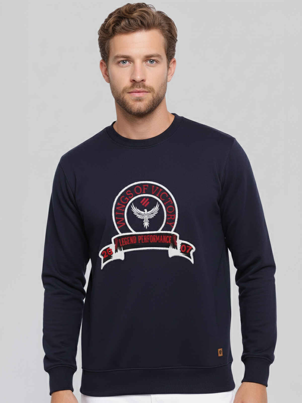 Onn Men's Ultra-Soft Printed Sweatshirt | Navy - M