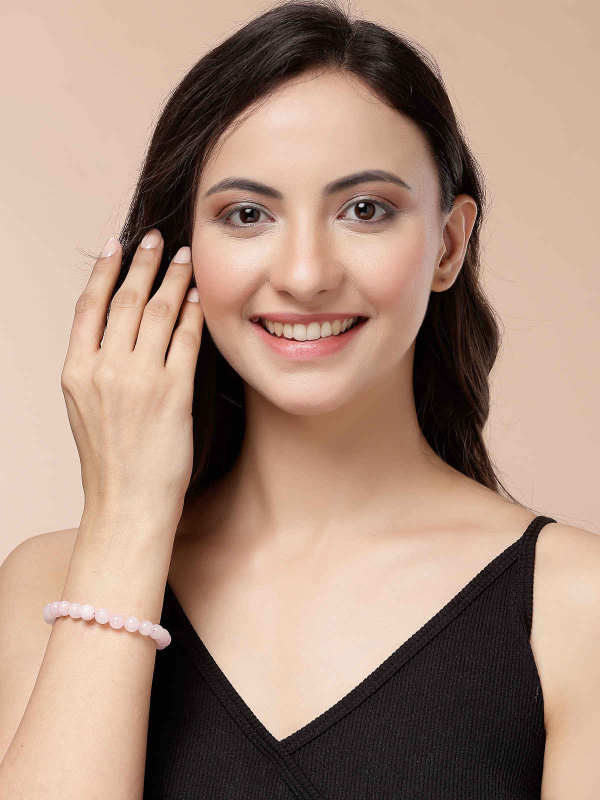 Scintillare By Sukkhi Triple Protection Natural Rose Quartz Romance Bracelet for Women & Unisex