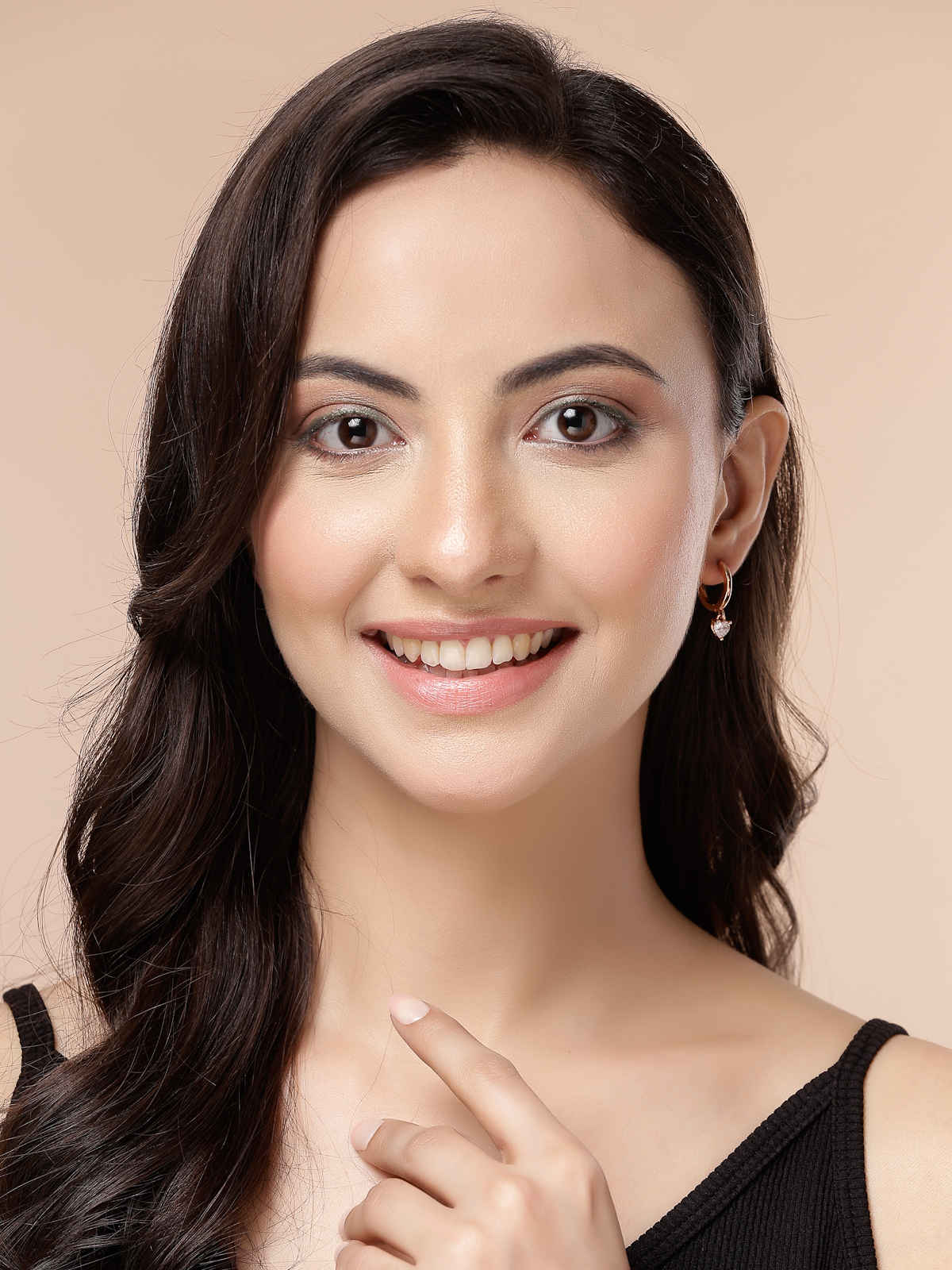 Scintillare By Sukkhi Rose Gold Plated Austrian Zirconium Drop Hoop Style Earrings For Women