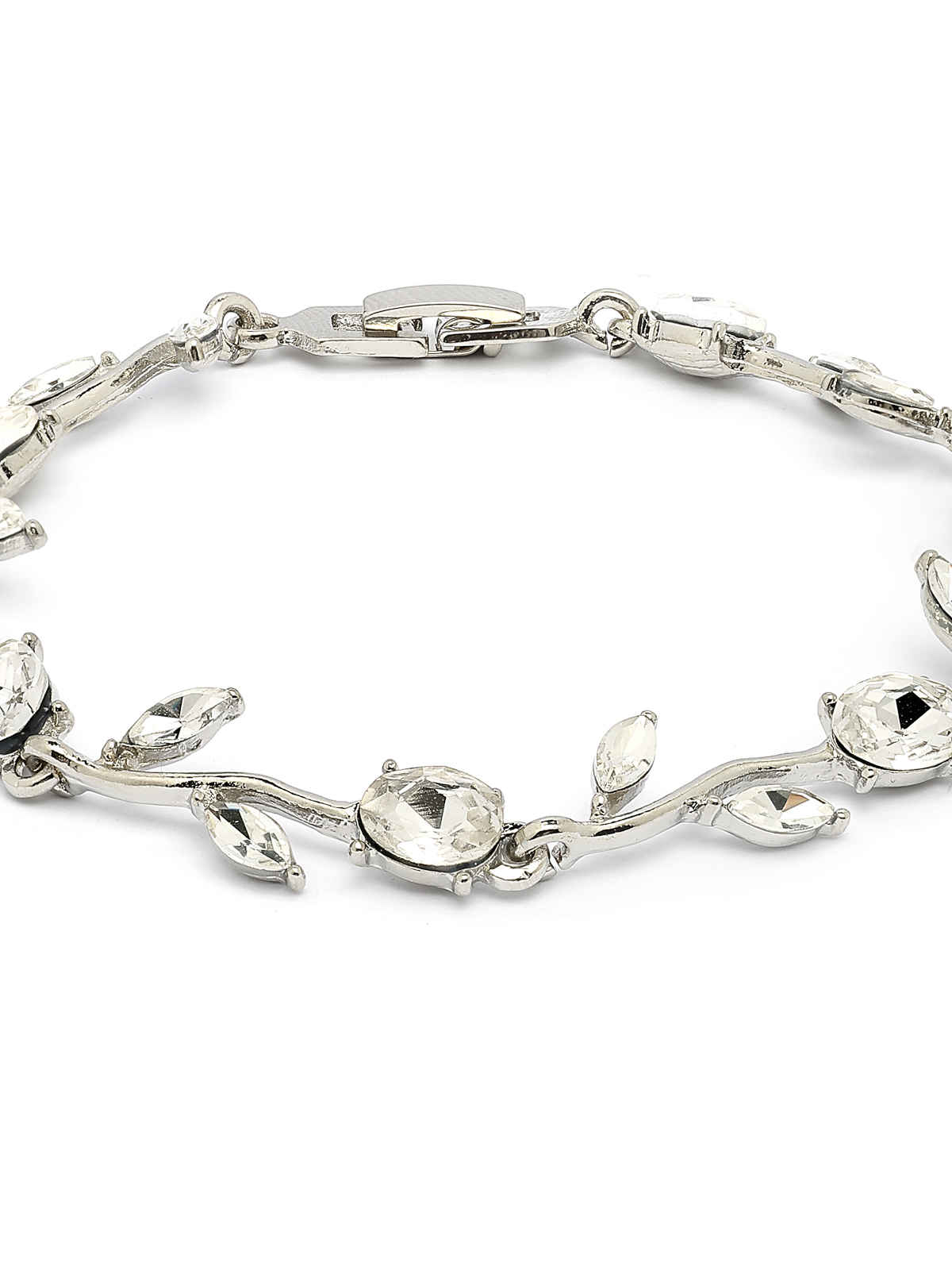 Scintillare By Sukkhi Creative Rhodium Plated Crystal Silver Bracelet Jewellery for Women