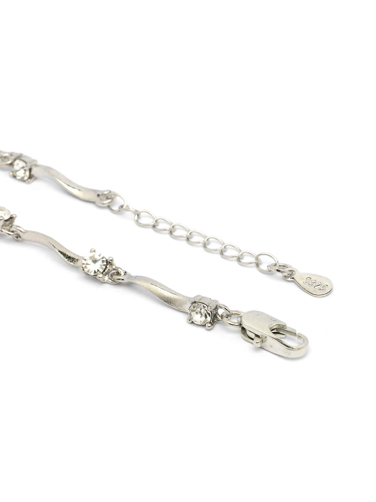 Scintillare By Sukkhi Rhodium Plated Sterling Silver Adjustable Bracelet Jewellery for Women