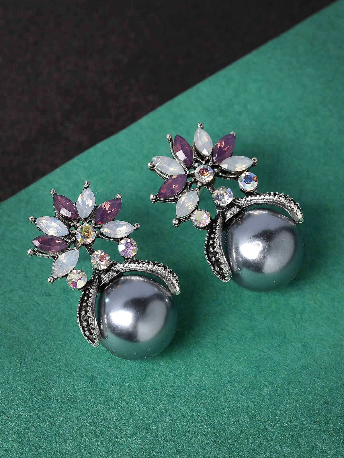 Scintillare By Sukkhi Crystal Stone Pearls Drop Earrings For Women | E107243