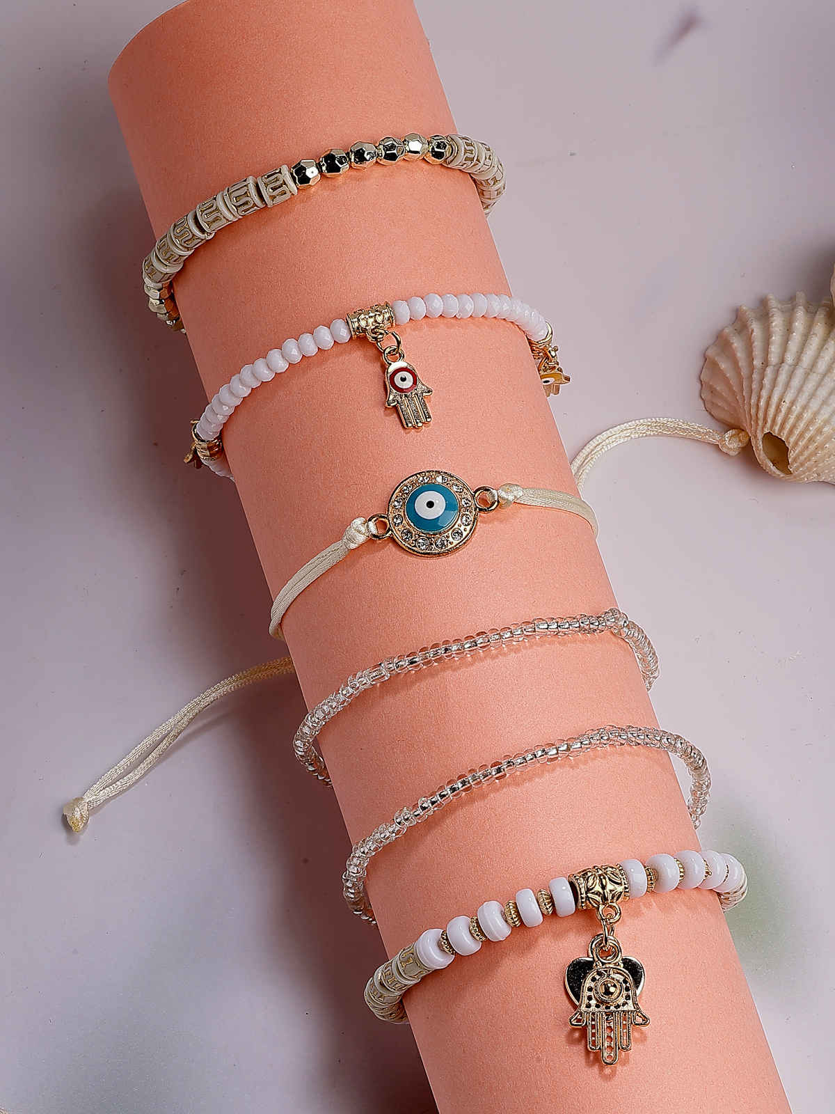 Scintillare By Sukkhi New Hamsa Hand & Evil Eye Lucky Protection Crystal Charm Bracelet For Women