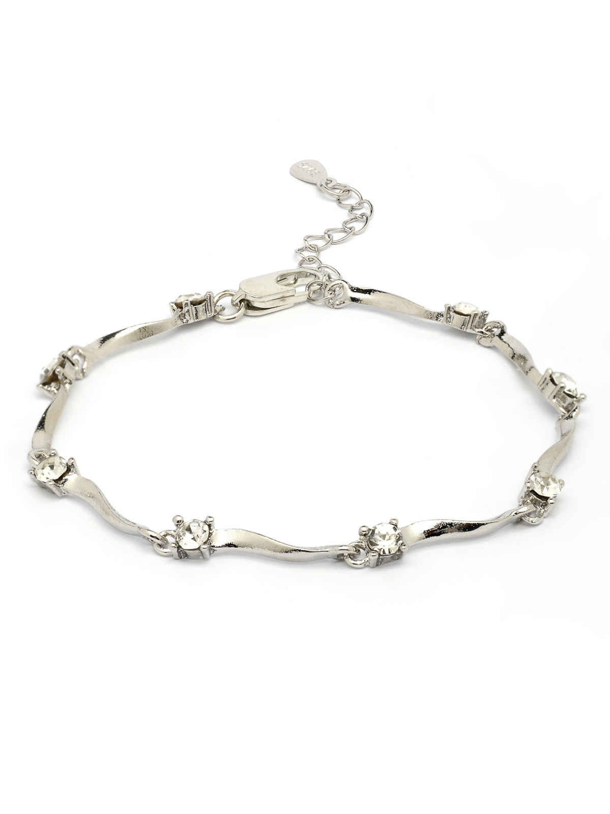 Scintillare By Sukkhi Rhodium Plated Sterling Silver Adjustable Bracelet Jewellery for Women