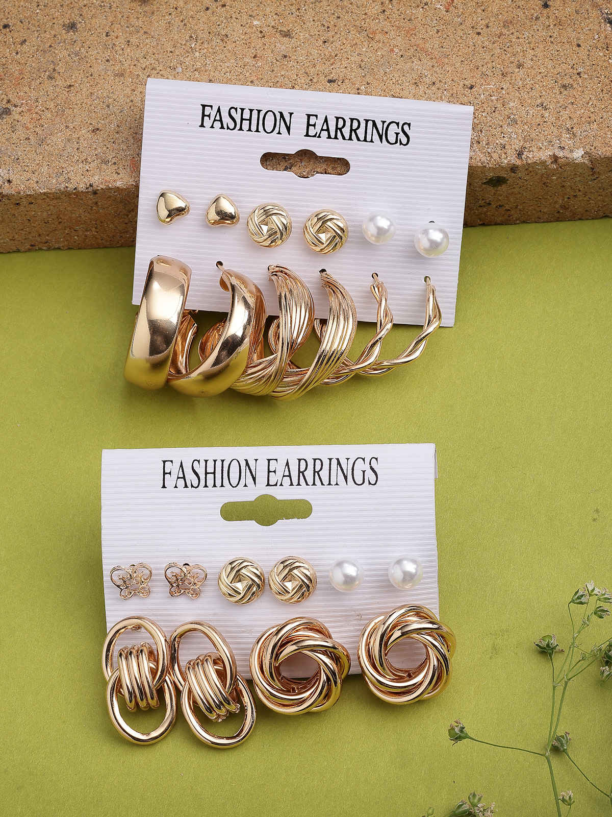 Scintillare By Sukkhi Geometric Unique Studs Hoop Pearls Gold Plated Combo Earrings For Women