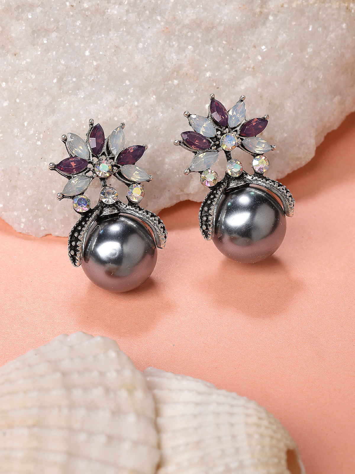 Scintillare By Sukkhi Crystal Stone Pearls Drop Earrings For Women | E107243