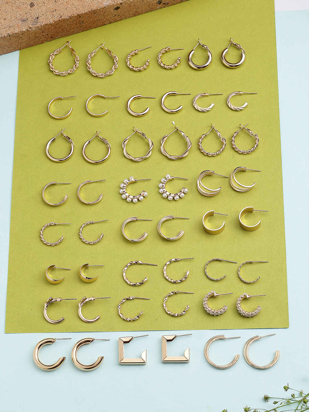 Scintillare By Sukkhi Gold Plated with Geometric Twist Pearls Hoop Dangle Combo Earrings For Women