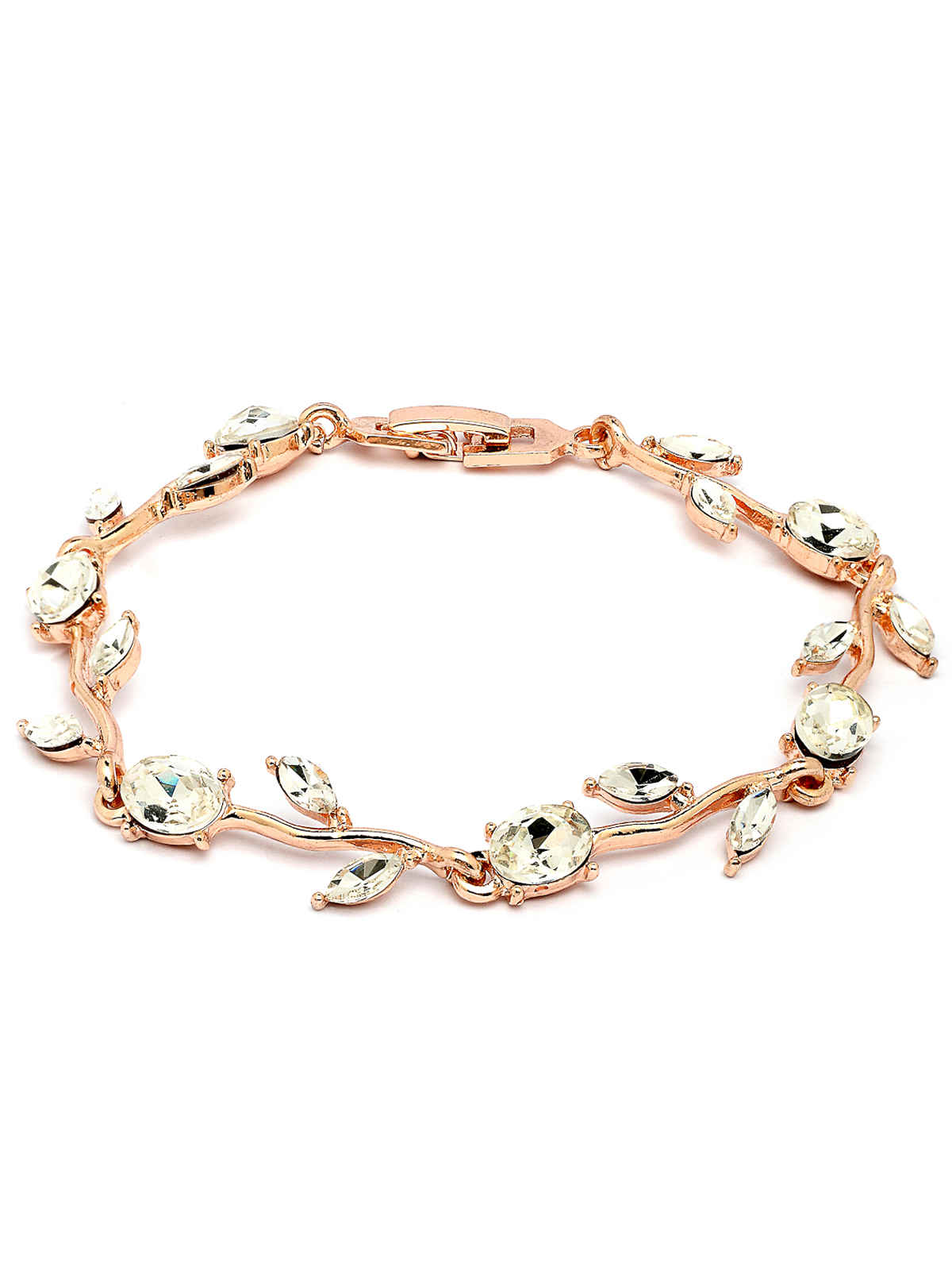 Scintillare By Sukkhi Rose Gold Plated Crystal Stones White Bracelet Bangle Jewellery for Women