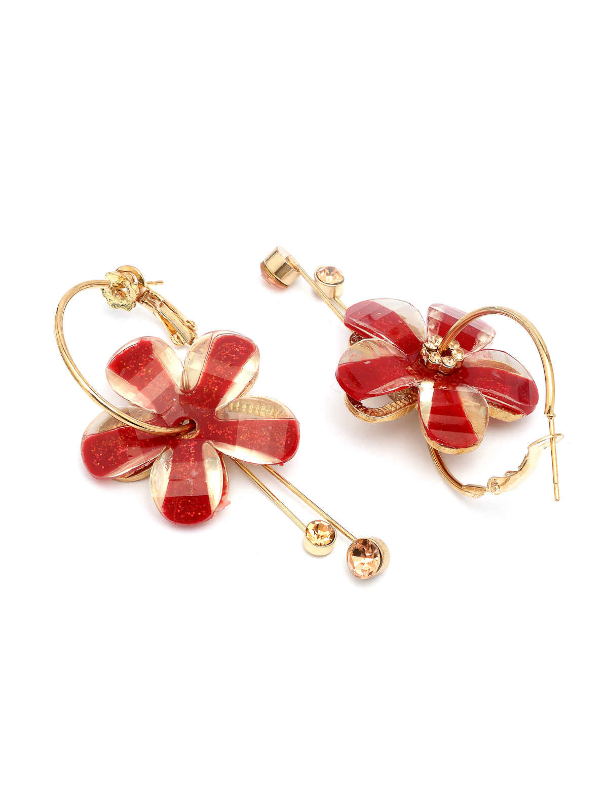 Scintillare By Sukkhi Golden Florally your Earring Crystal Dangle Drop Hoop Earrings For Women