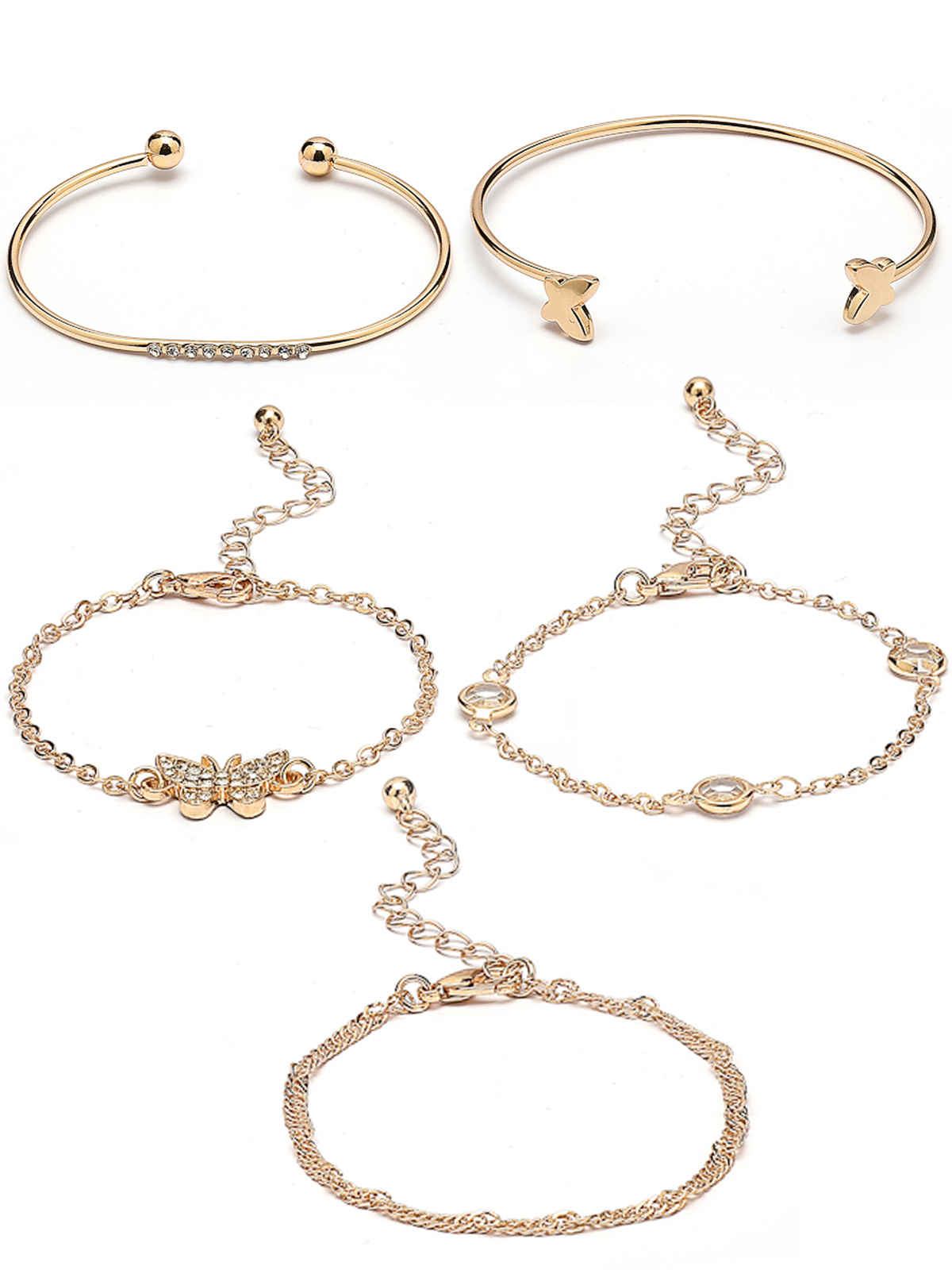 Scintillare By Sukkhi Crystal Stone Gold Plated Charm Kada Bracelet Combo Jewellery for Women