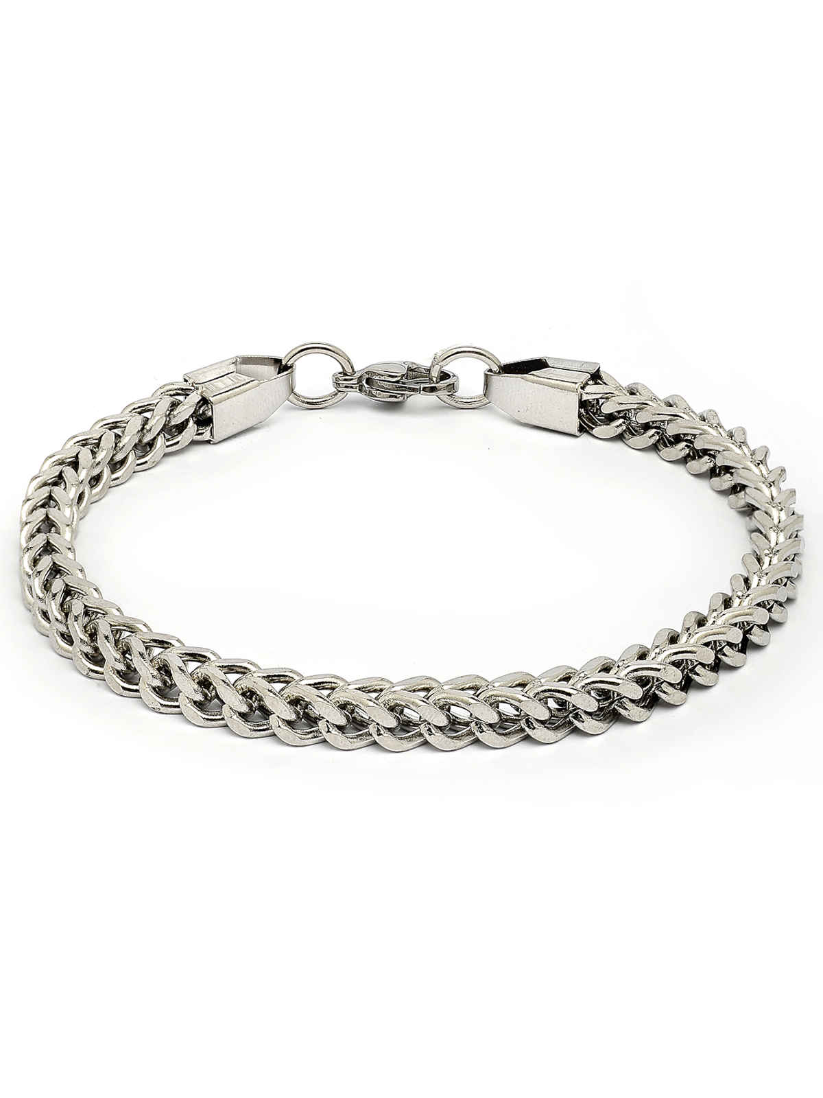 Scintillare By Sukkhi Stainless Steel Rhodium Plated Silver Bracelet For Men & Boys | BC107135