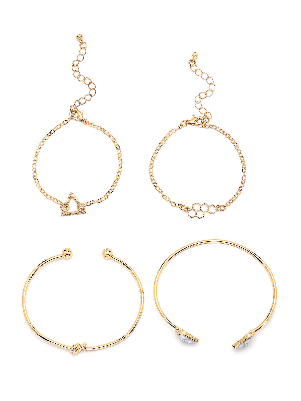 Scintillare By Sukkhi Gold Plated Multistyle Charm Kada Bracelet Combo Jewellery For Women