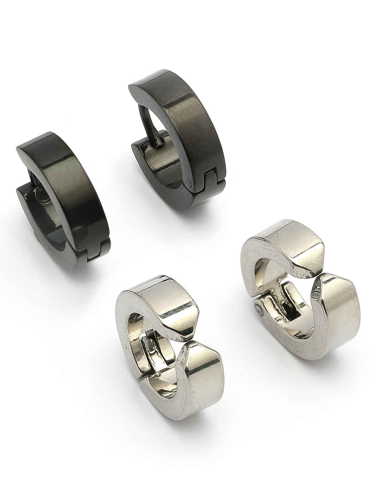 Scintillare By Sukkhi 316L Stainless Steel with Silver Hoop Combo Earrings for Men & Women Unisex