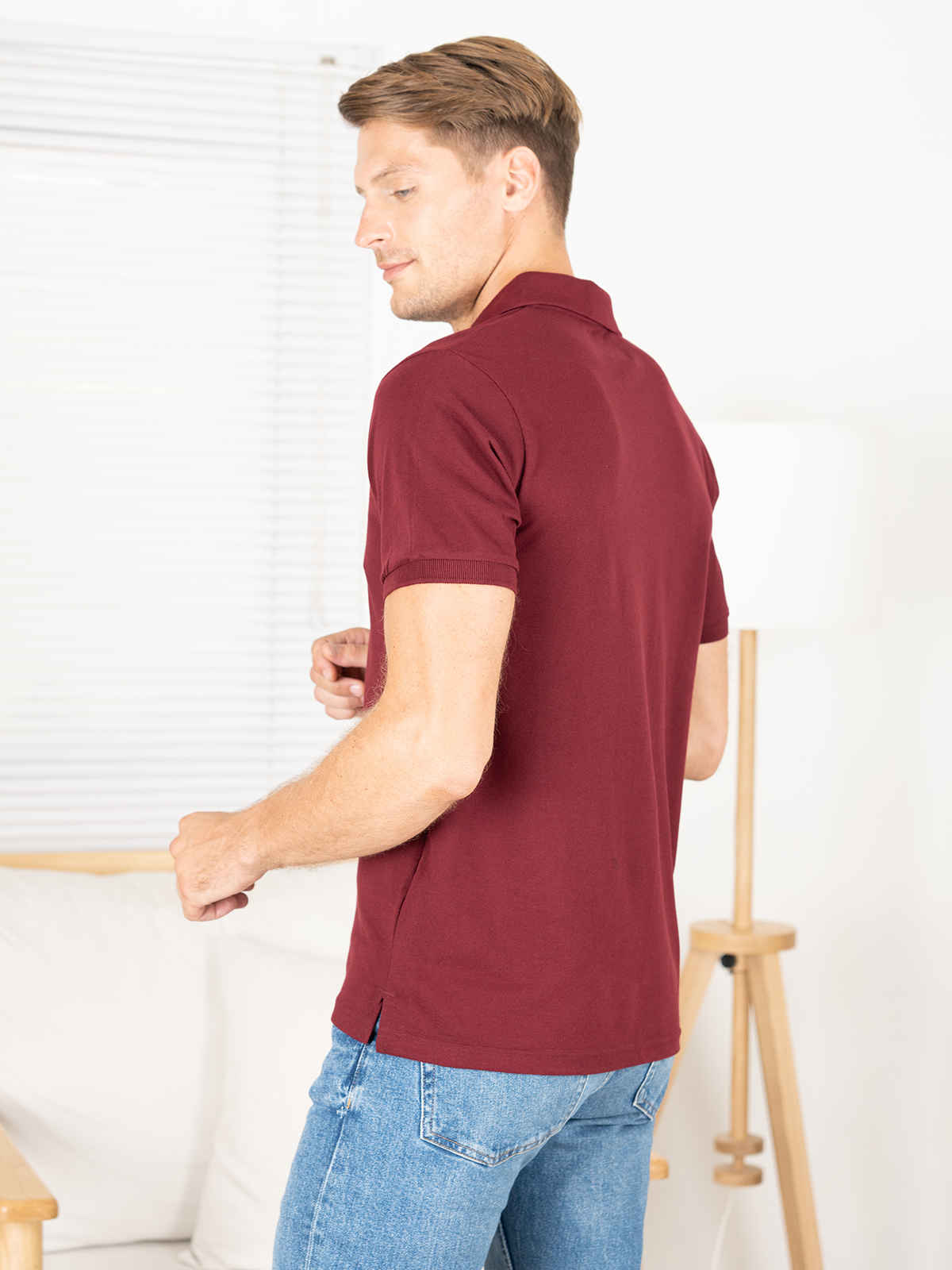 Lux Cozi Men's Cotton Polo T-Shirt, Meroon, 2XL