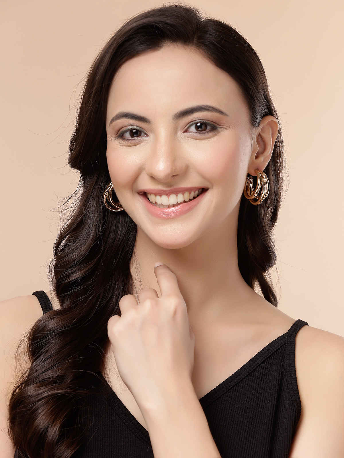 Scintillare By Sukkhi Western Fashionable Gold Plated Half Hoop Earrings For Women | E107256