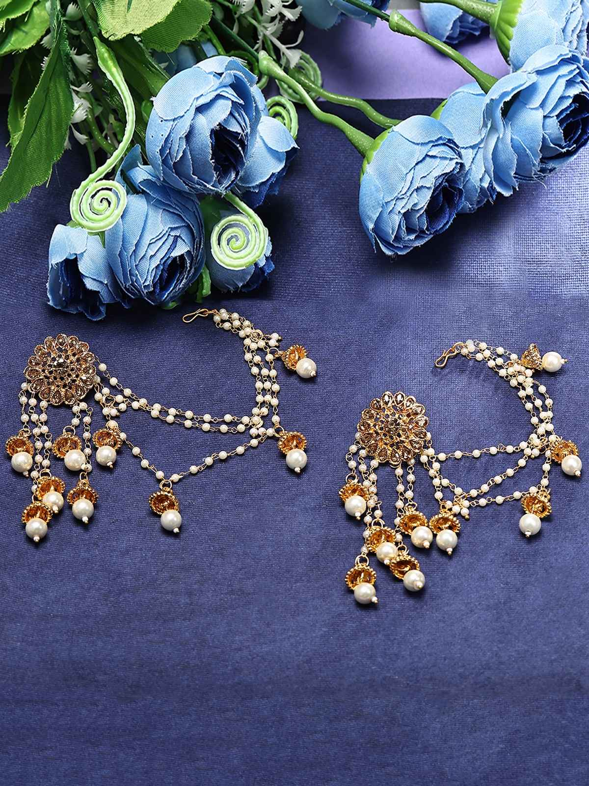 Sukkhi Glorious Gold Plated Bahubali Inspired Long Chain Jhumki Earrings For Women