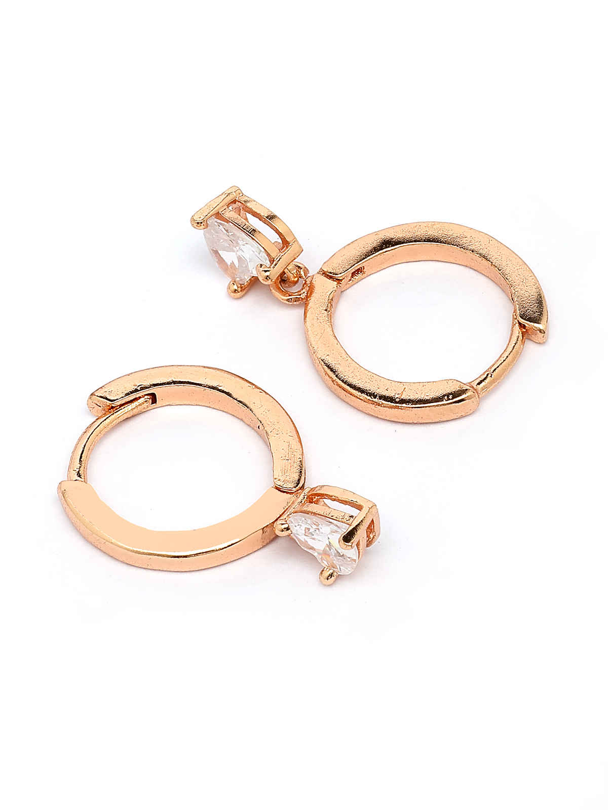 Scintillare By Sukkhi Rose Gold Plated Austrian Zirconium Drop Hoop Style Earrings For Women