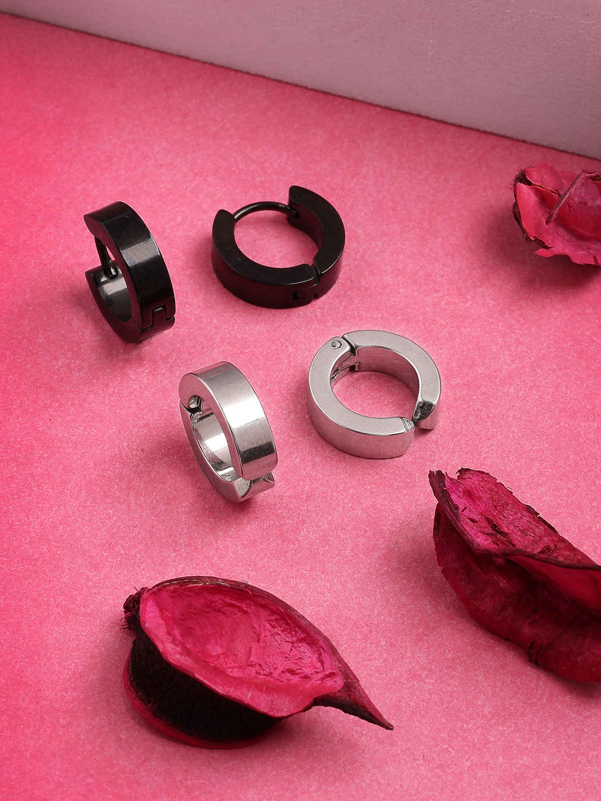 Scintillare By Sukkhi 316L Stainless Steel with Silver Hoop Combo Earrings for Men & Women Unisex