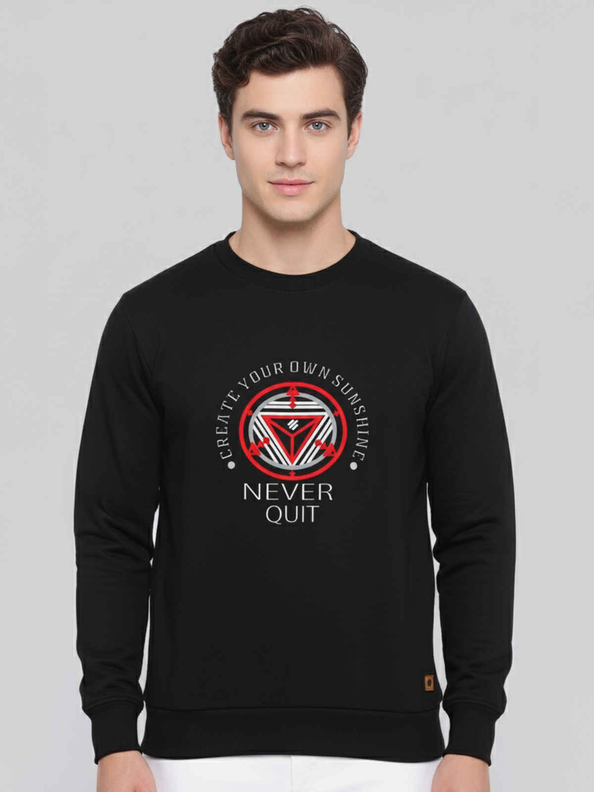 Onn Men's Ultra-Soft Printed Sweatshirt | Black - S