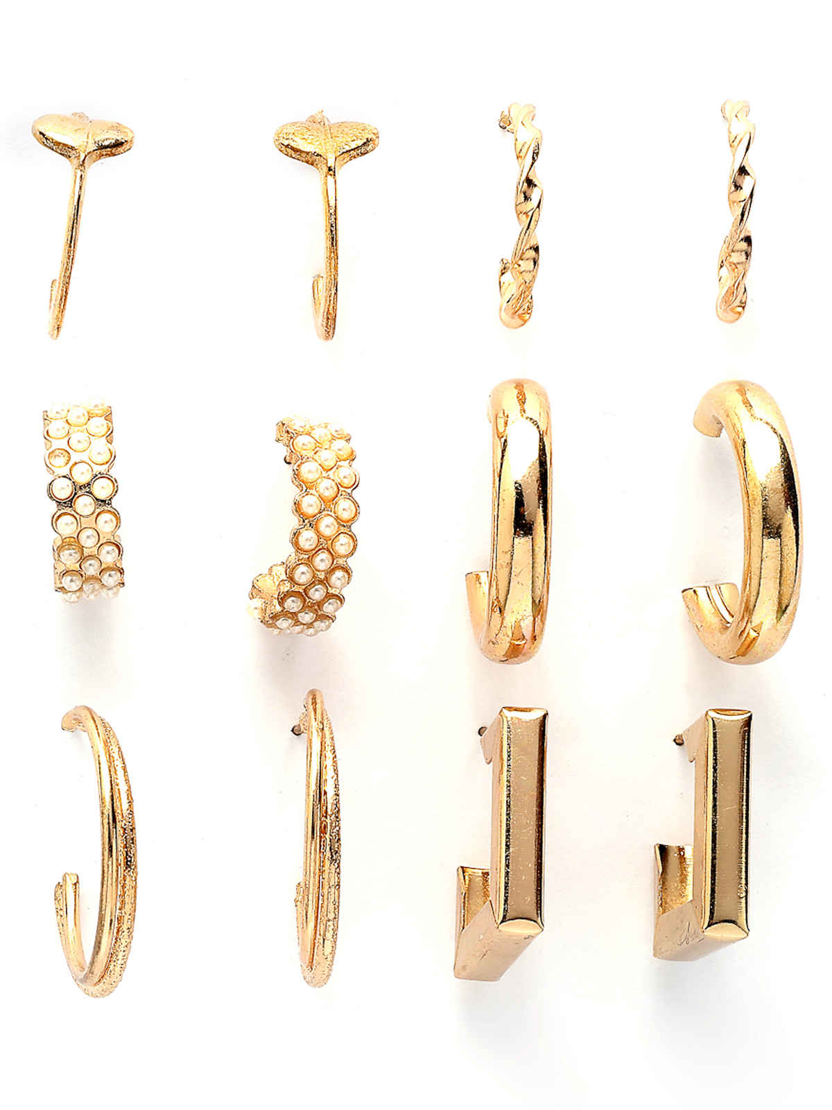 Scintillare By Sukkhi Stylish Gold Plated Pearls Trendy Hoop Combo Earrings For Women | CBE107203