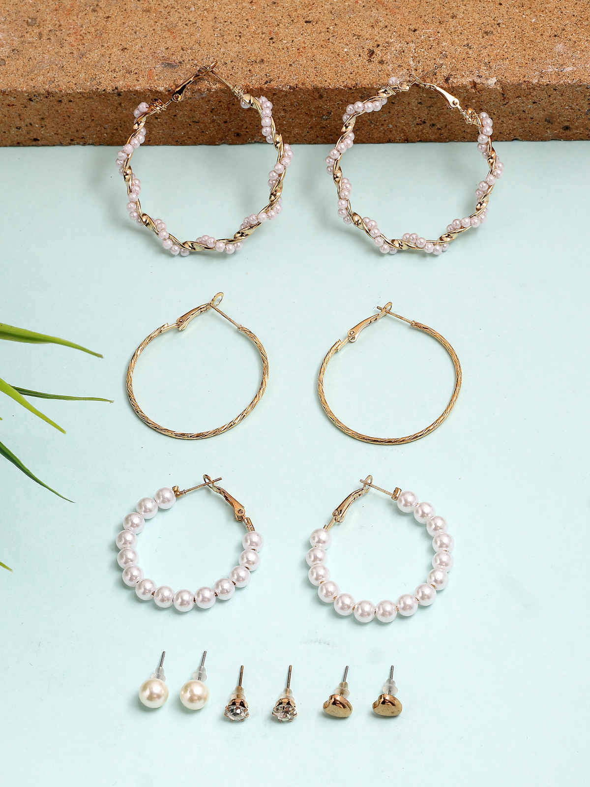 Scintillare By Sukkhi Western Stylish Gold Plated Studs & Hoop Style Combo Earrings For Women