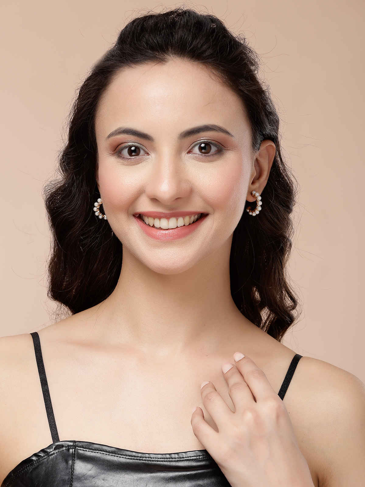 Scintillare By Sukkhi Gold Plated with Geometric Twist Pearls Hoop Dangle Combo Earrings For Women