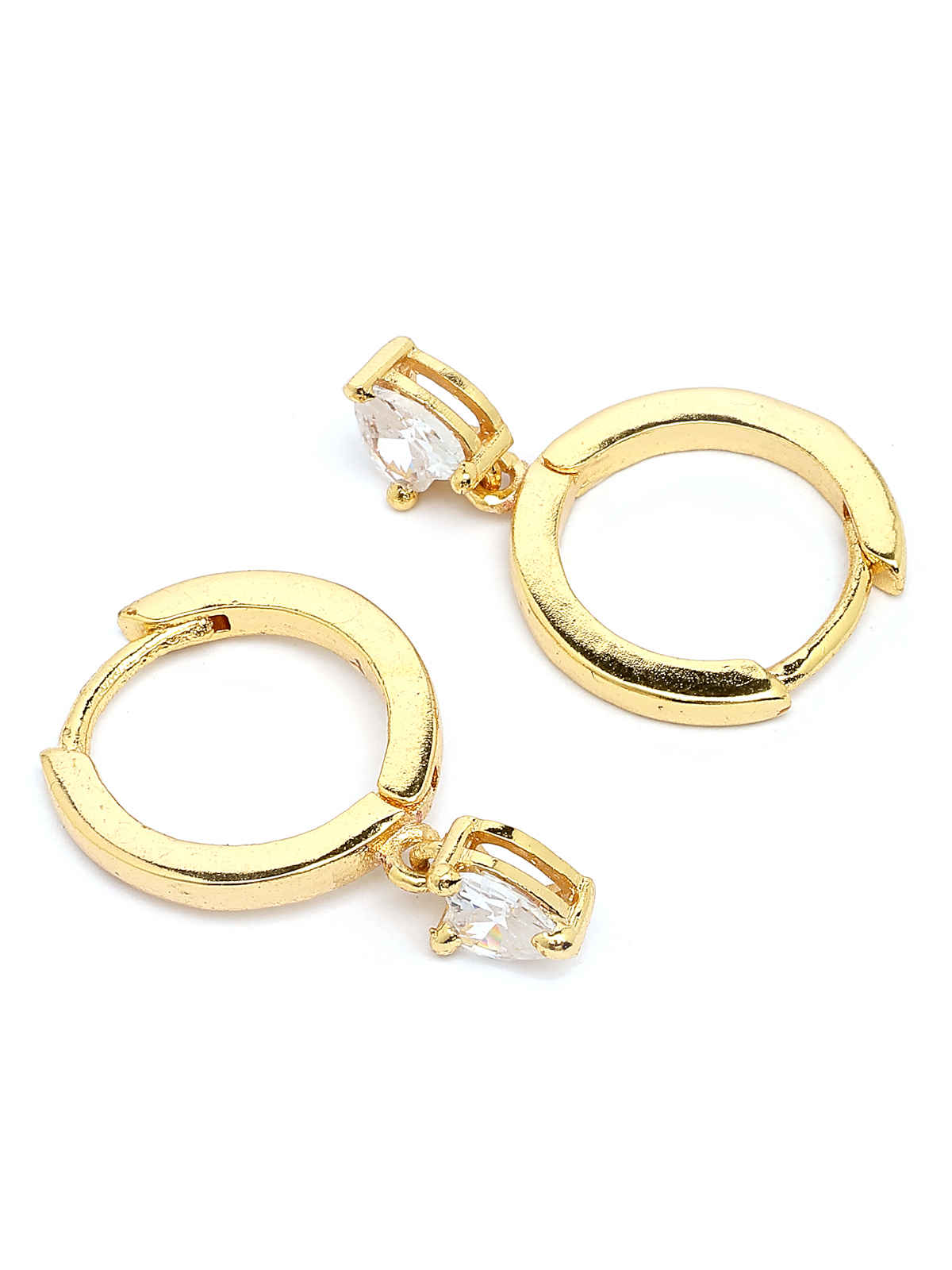 Scintillare By Sukkhi Gold Plated Clip On Austrian Zirconium Drop Hoop Style Earrings For Women