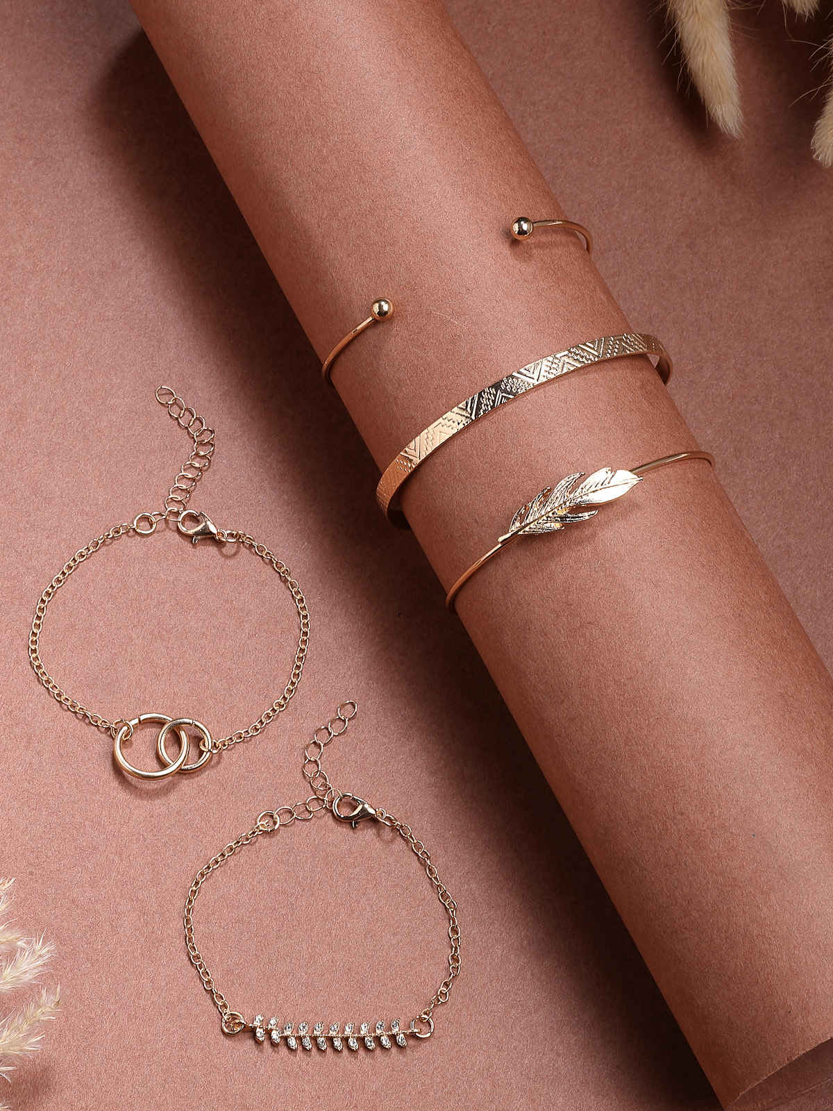 Scintillare By Sukkhi Crystal Diamond Gold Plated Kada Bracelet Combo Jewellery For Women