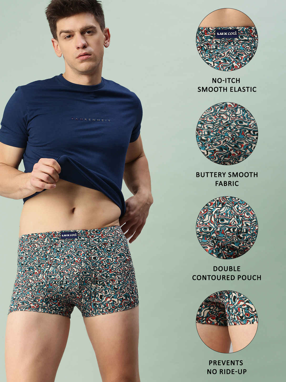 Lux Cozi Men's Printed Trunk | Assorted | 90 cm | Pack of 3