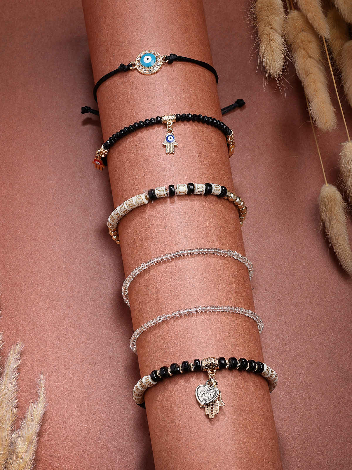 Scintillare By Sukkhi Evil Eye Lucky Protection Bracelet Crystal Charm Beaded Bracelet For Women