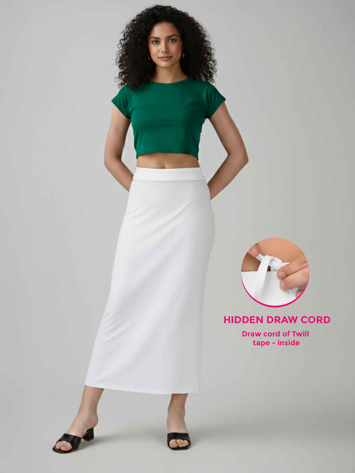 PYNK by Lux Cozi Women's Saree Shapewear | Flaunt Your Curves with Confidence | White | Free Size