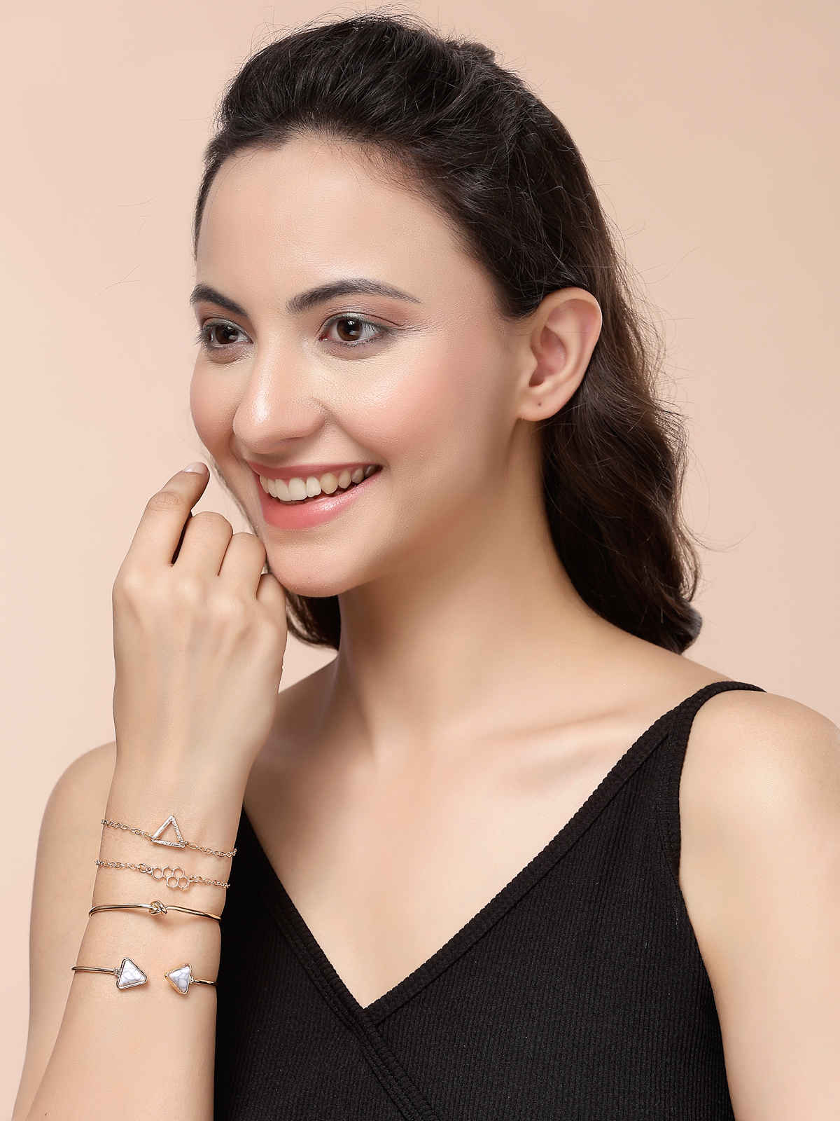 Scintillare By Sukkhi Gold Plated Multistyle Charm Kada Bracelet Combo Jewellery For Women